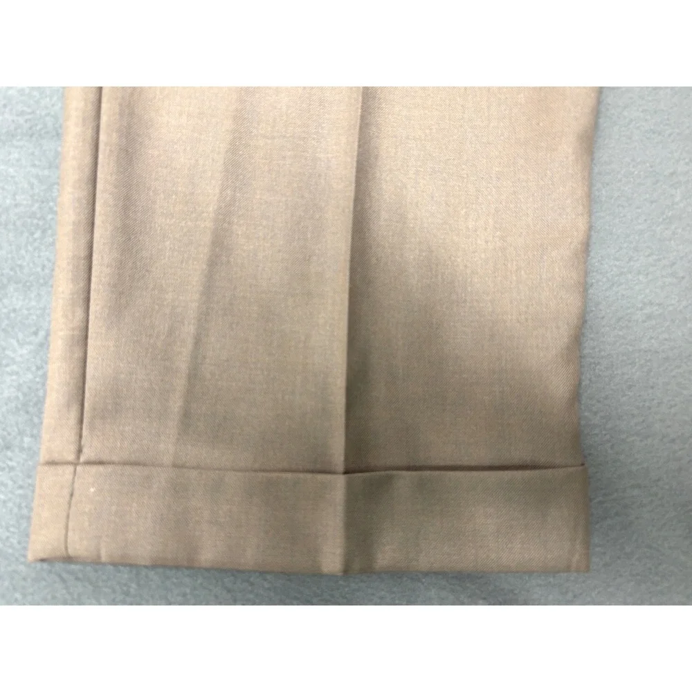Louis Raphael Rosso Tan Pleated Cuffed Slacks Mens 34x30 Khaki Dress Pants